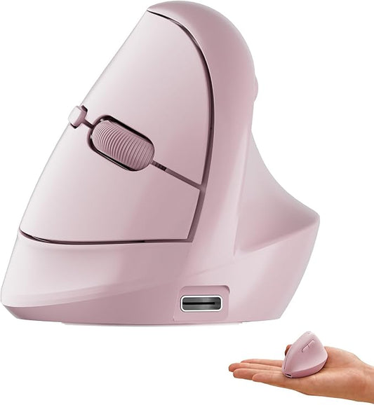 DAREU Ergonomic Vertical Wireless Mouse for Small Hands,2.4GHz / BT Dual Mode,Optical Vertical Mice with 64° Ergonomic Design,Type-C Rechargeable Silent Click,3 Device Connectivity for PC/Laptop
