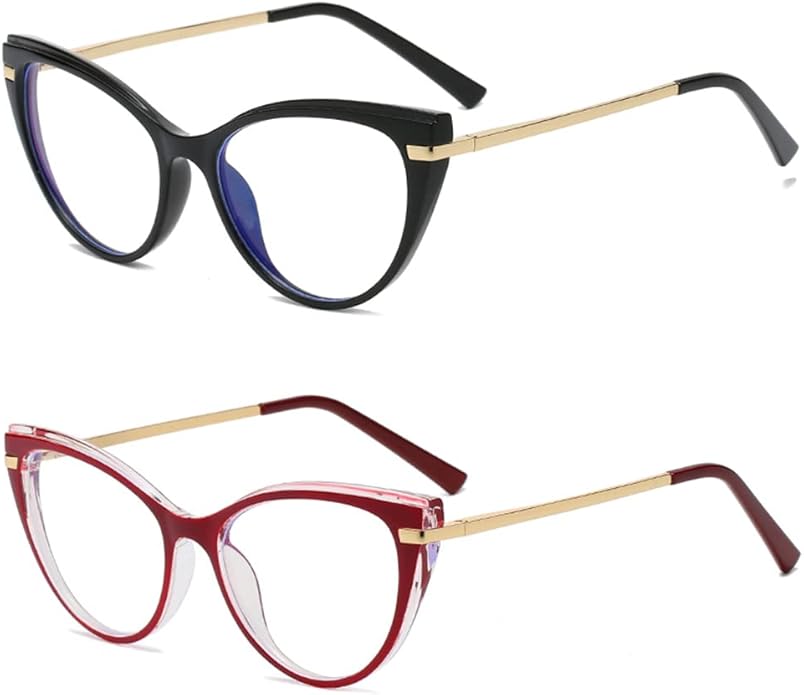 LJCZKA Blue Light Blocking Glasses Women Anti Eye satrain Computer Cat eye Eyeglasses Cateye Clear Frame