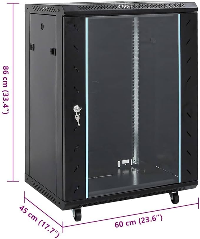 15U Network Cabinet 19" IP20 Black 23.6" x 17.7" x 33.9" (Black,60 x 45 x 86 cm)
