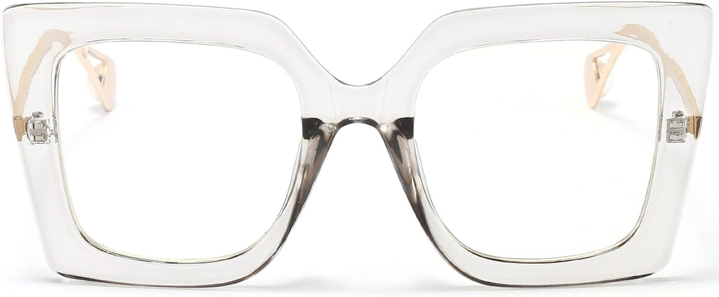 AIEYEZO Oversized Blue Light Glasses for Women, Anti Fatigue Prevent Headache Computer Eyeglasses