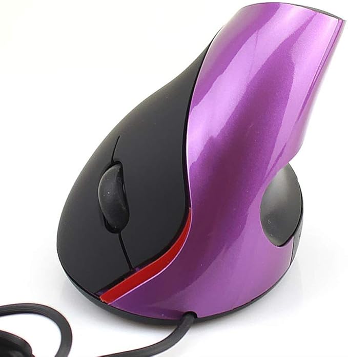 Wired Vertical Mouse, Ergonomic Design Laptop PC Computer Mouse, USB Corded Optical Mouse (Purple)