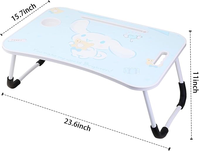 Laptop Desk Foldable Kawaii Bed Desk Table Cute Folding Breakfast Tray Portable Lap Standing Desk Notebook Stand Reading Holder for Bed/Couch/Sofa/Floor (Blue)