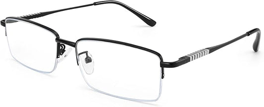 Dollger Rectangle Blue Light Glasses for Men Metal Anti Bluelight Blocking Glasses for Computer Fashion Small Half Frame