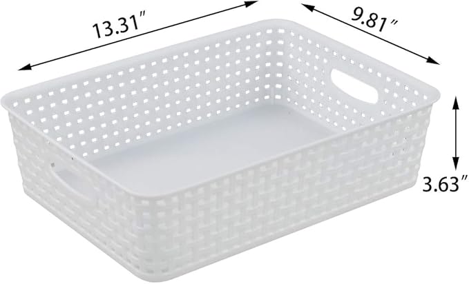 Plastic A4 Office Storage Baskets, Desk Tray Organizer, White, 5 Packs