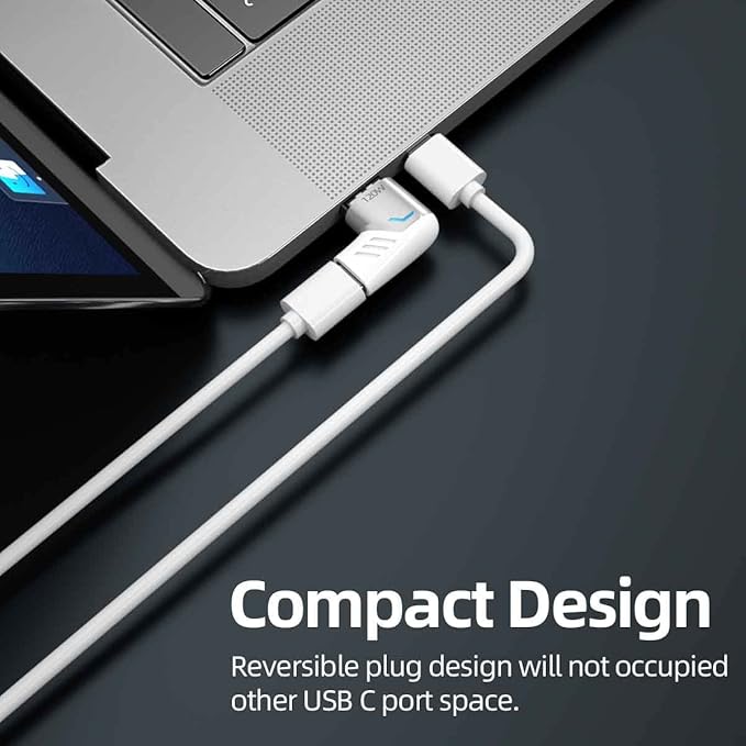 USB C Magnetic Adapter (2Packs, Black&White), USB2.0 Type C Right Angle Connector with PD 120W Charge and 480Mbps Data Transfer, Compatible for MacBook Pro/Air iPad Pro and More USB C Devices