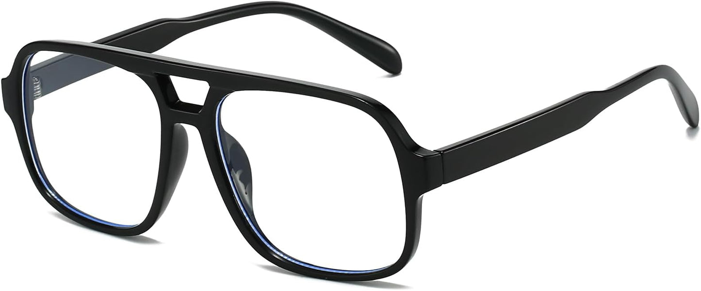 Oversized Square Aviator Glasses for Women Men Big Frame Retro Blue Light Blocking Glasses Vintage Style