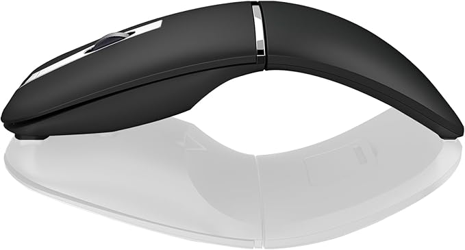 ACOZYKITTEN Arc Bluetooth Mouse, Ultra-Thin Rechargeable Rotating Wireless Mice, Dual Mode (BT5.0/3.0+2.4G), Portable Travel Arc Mouse Suitable for Laptop, PC, Mac, Tablet, iPad - Black