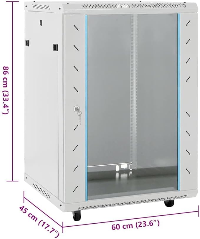 15U Network Cabinet 19" IP20 Black 23.6" x 17.7" x 33.9" (Gray,60 x 45 x 86 cm)
