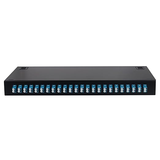 LC-SM 24 Duplex 48 Port Rack Mount Enclosure Box with Splice Tray Singlemode LC-UPC Kit (Includes 1.2 Meter Pigtail and 24PC Coupler)