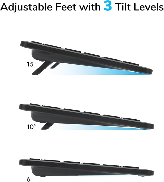 Wireless Keyboard Mouse Combo, Scissor-Switch Keys, 2-in-1 USB Receiver and Two Bluetooth, Multi Device Silent Design for Computer, Laptop, MacBook and iPad (Graphite)