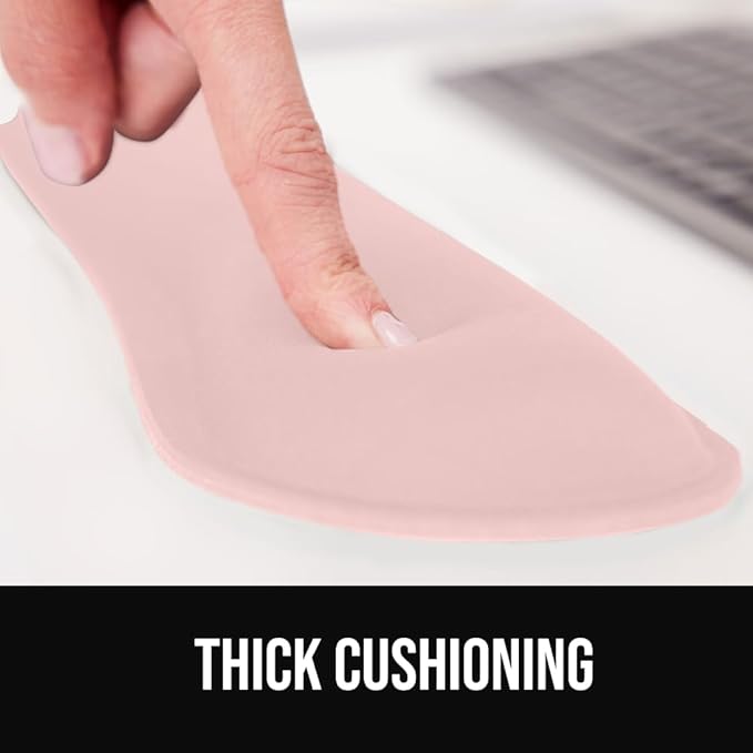 GORILLA GRIP Silky Gel Memory Foam Wrist Rest for Computer Keyboard, Mouse, Ergonomic Design for Typing Pain Relief, Desk Pads Support Hand Arm Mousepad Rests, Stain Resistant, 2 Piece Pad, Light Pink