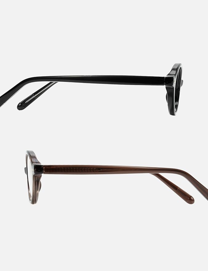 Slocyclub 2pack Oval Blue Light Blocking Glasses for Women Men, Small 90s Retro Oval Frame Bluelight Glasses for Gaming/Computer/Screen(Black and Crystal Smoky Brown)