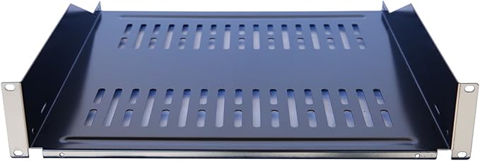 RAISING ELECTRONICS 1 Pack 19inch Vented Steel 2 Space 2U Rack Mount Cantilever Network Shelf 18inch Deep
