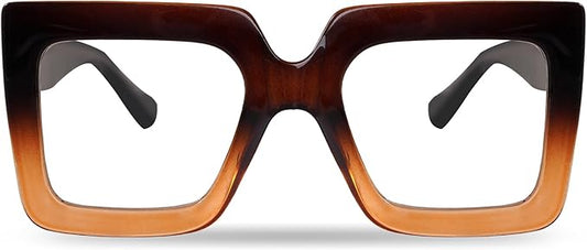 hoyuwak Oversized Square Blue Light Glasses Big Frame Computer Eyewear Thick Fashion Clear Glasses for Women Fashion