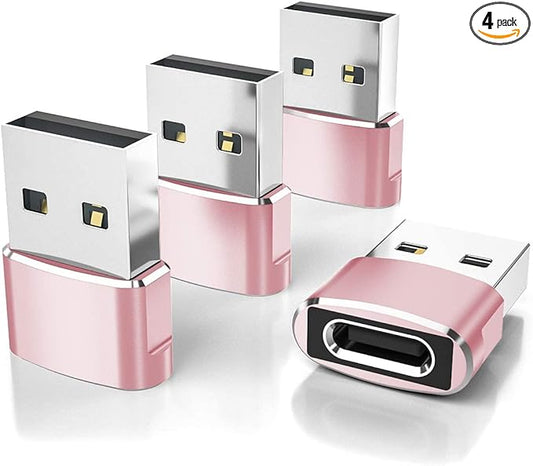 Elebase for Samsung Galaxy S25 Adapter,USB to USB C Adaptor 4Pack,Type C Female to A Male Cable Converter for Galaxy S24 S23 Plus Ultra FE,Z Fold Flip 7 6 5,A55 A54 A53 A52,Tab S10 S9 S8 A9 A8 A7 Lite