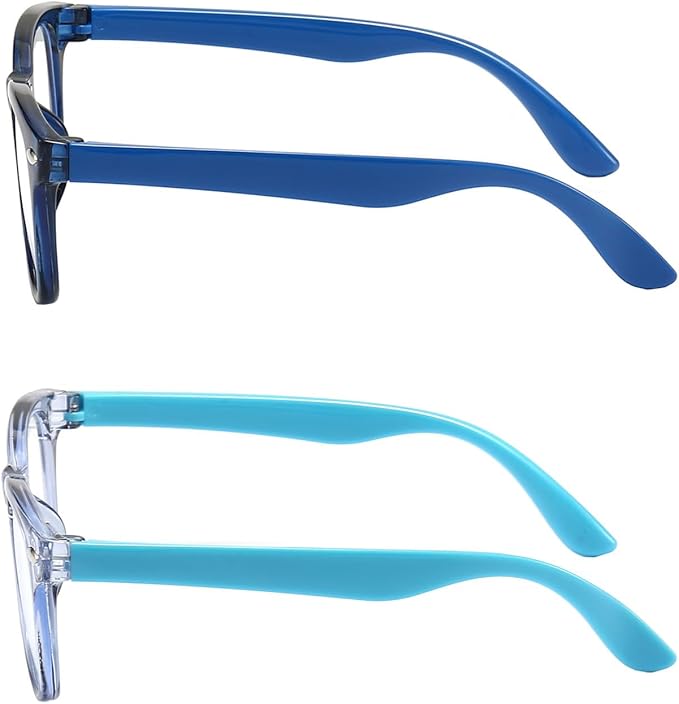 2 Pack kids Blue Light Blocking Glasses For Girls And Boys Computer Blue Light Blocking Glasses For Age 3-11 (Dark blue + Light blue)