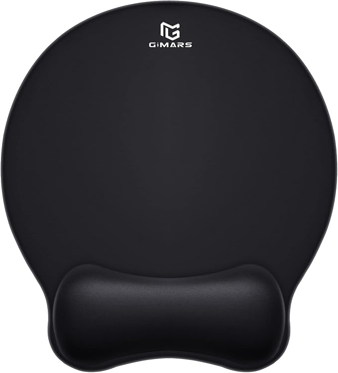 Gimars Upgrade Round Mouse Pad with Wrist Rest, Enlarge Smooth Superfine Fibre Memory Foam Ergonomic Comfortable Gaming Mousepad with Nonslip Base for Pain Relief, Laptop Computer Office, 10.8 x 9.7''