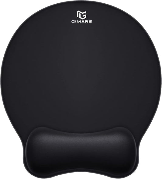 Gimars Upgrade Round Mouse Pad with Wrist Rest, Enlarge Smooth Superfine Fibre Memory Foam Ergonomic Comfortable Gaming Mousepad with Nonslip Base for Pain Relief, Laptop Computer Office, 10.8 x 9.7''