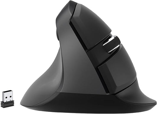 J-Tech Digital Left Handed Wireless Ergonomic Vertical Mouse for Small Hands with USB Nano Transceiver, AA Battery, 4 DPI, Compatible with Mac and PC, Black [V628ML]