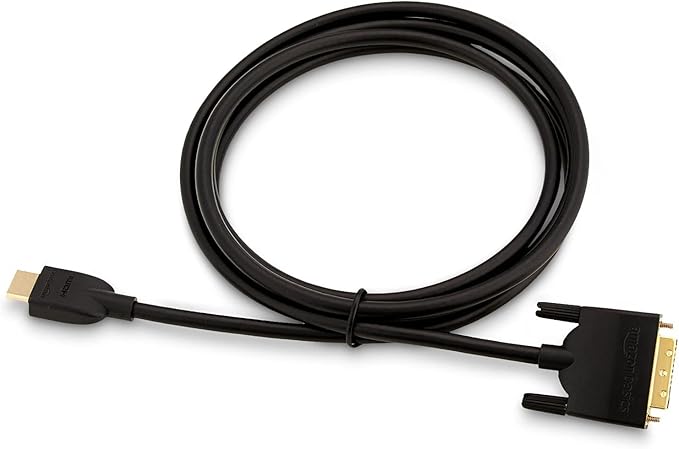 Amazon Basics HDMI-A to DVI (Male) Adapter Cable, Bi-Directional 1080P, Gold-Plated, 6 ft/1.8 m, Single Pack for Television, Black
