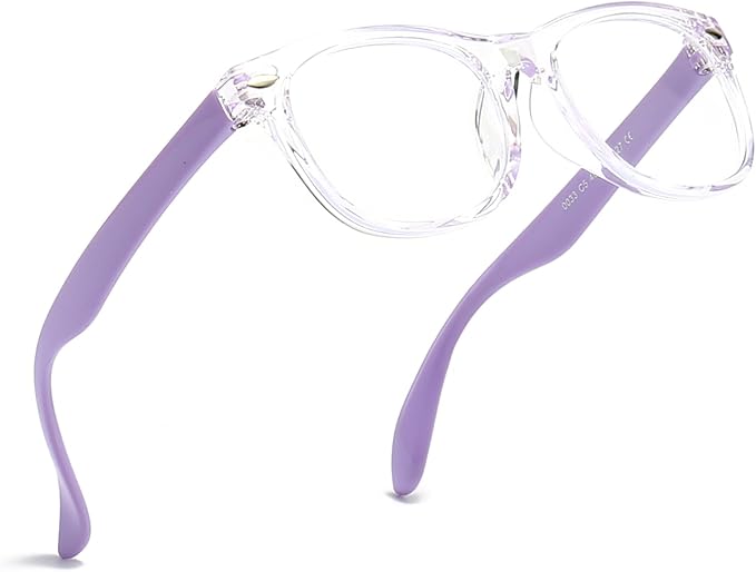 1 Pack kids Blue Light Blocking Glasses For Girls And Boys Computer Blue Light Blocking Glasses For Age 3-11 (Light purple)