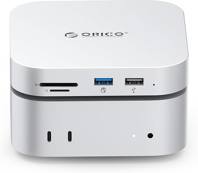 ORICO MiniMate SE Mac mini M4 1TB Storage & Docking Station, External SATA SSD (Non-Removable) 5Gbps(480MB/s), USB A*4, USB-C, SD/TF 3.0, 3.5mm Audio, Includes 2 Cables – M4SE