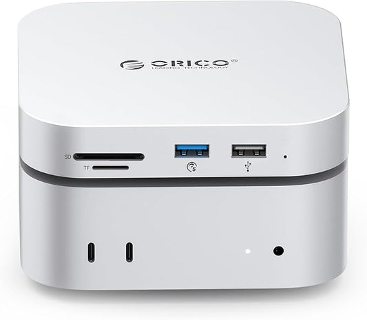 ORICO MiniMate SE Mac mini M4 1TB Storage & Docking Station, External SATA SSD (Non-Removable) 5Gbps(480MB/s), USB A*4, USB-C, SD/TF 3.0, 3.5mm Audio, Includes 2 Cables – M4SE