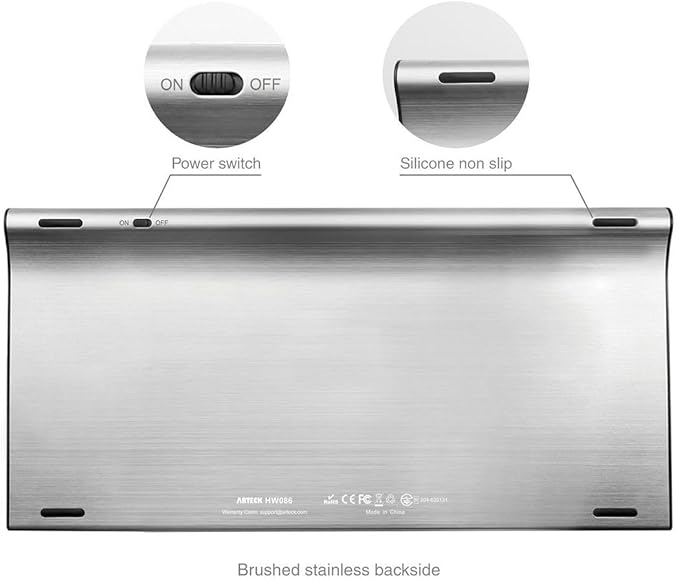 Arteck 2.4G Wireless Keyboard and Mouse Combo Ultra Compact Slim Stainless Full Size Keyboard and Ergonomic Mouse for Computer/Desktop/PC/Laptop and Windows 10/8/7 Build in Rechargeable Battery