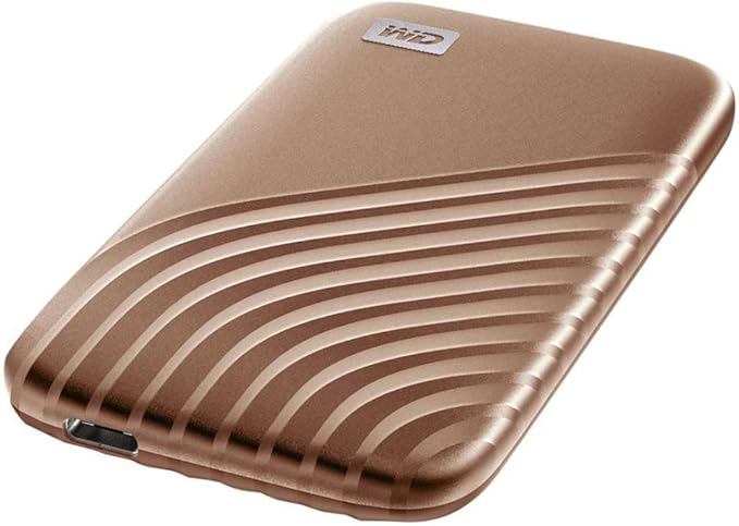 Western Digital 1TB My Passport SSD Portable External Solid State Drive, Gold, Sturdy and Blazing Fast, Password Protection with Hardware Encryption - WDBAGF0010BGD-WESN