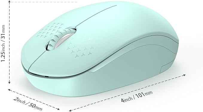seenda Wireless Mouse for Laptop, 2.4G Noiseless Mouse with USB Receiver - Optical Tracking Portable Computer Mice for Chromebook, PC, Tablet, Windows System, 24 Months Battery Life - Mint Green