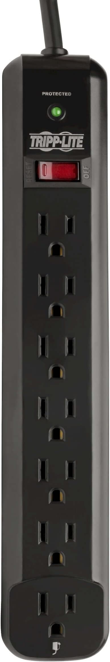 Tripp Lite 7 Outlet Surge Protector Power Strip, Extra Long 12ft Cord, Black, & Dollar 25,000 Insurance (TLP712B)