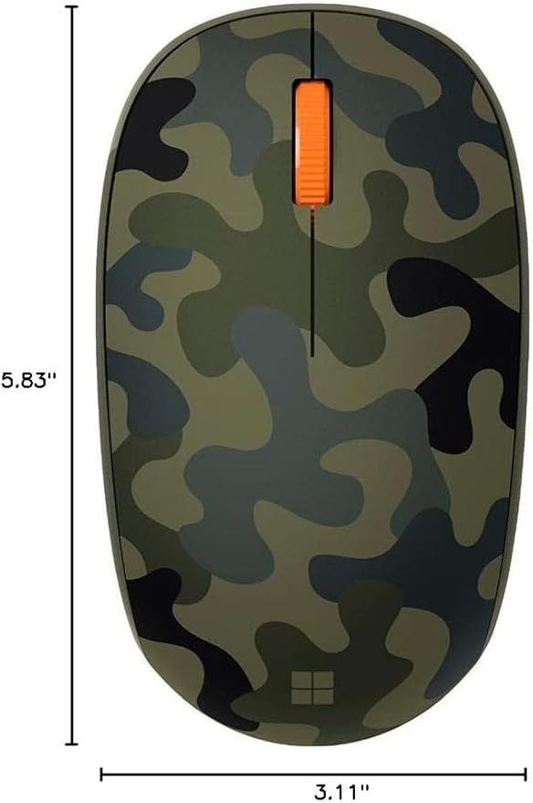 Microsoft Bluetooth Mouse - Forest Camo. Compact, Comfortable Design, Right/Left Hand Use, 3-Buttons, Wireless Bluetooth Mouse for PC/Laptop/Desktop, Works with for Mac/Windows Computers