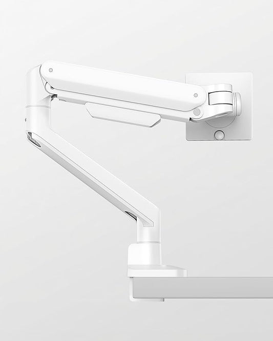 monTEK Deluxe Monitor Arm for 17 to 40 Inch Curved Screens with Cable Management Aluminum Fully Adjustable Single Monitor Arm with Clamp/Grommet, Quick Release Plate,75x75/100x100 VESA