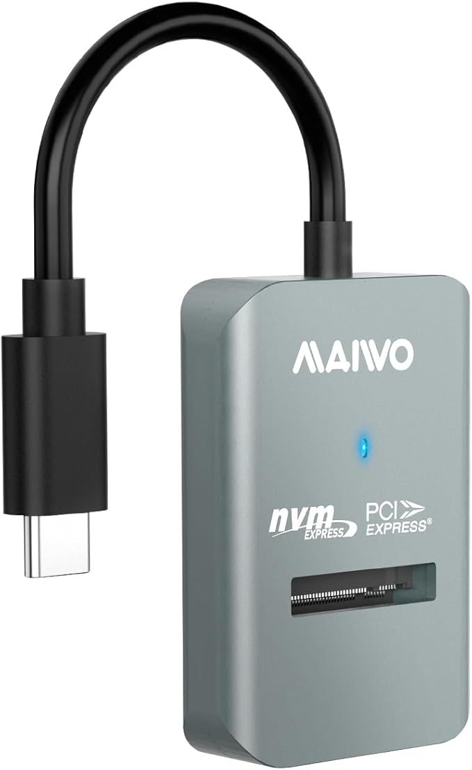 MAIWO M.2 NVMe to USB Adapter, USB C M.2 NVMe SSD Reader, USB3.2 GEN2x1 10Gbps with UASP Trim, 8TB Capacity, Tool Free Lay-Flat PCIe NVMe Dock Enclosure