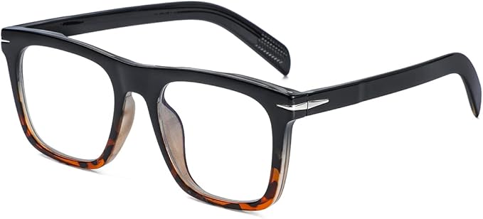 NIDOVIX Trendy Square Blue Light Blocking Glasses for Men Women, Fashion Frame Non-prescription Computer Glasses (Black/Tortoise)