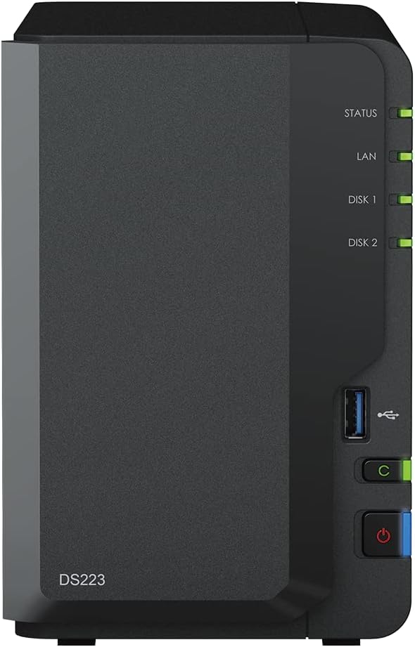 Synology DS223 Diskstation NAS (Realtek RTD1619B Quad-Core 2GB Ram 1xRJ-45 1GbE LAN-Port) 2-Bay 12TB with 2X 6TB Seagate IronWolf (Total 12TB)