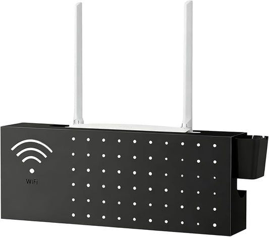 Wifi Box Hider - 1570gMount Organizer, Sleek Home Organization Solution, Carbon Steel Modem | Router Storage Box For Electronics, Network Outlet, Cable Management, TV, Desktop, Living Room, Book Baske