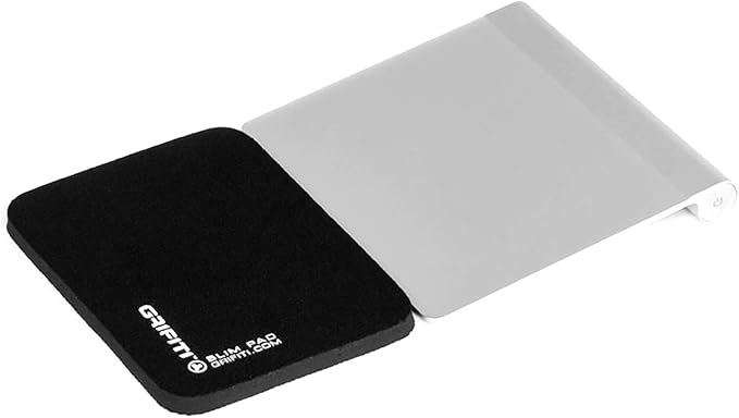 GRIFITI Small Slim Pad 5" x 4" x 0.2" Track Pad Wrist Rest Silicone Ergonomic Carpal Tunnel Resting Support for Computer Track Pad, Trackball or Mouse (Black Nylon Surface)