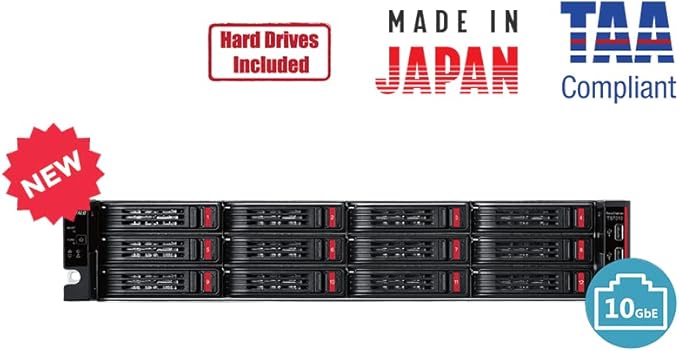 BUFFALO TeraStation 71210RH 12-Bay Enterprise Rackmount NAS 144TB (12x12TB) with HDD Hard Drives Included 10GbE RAID iSCSI Network Storage File Server