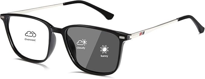Cyxus Blue Light Blocking Glasses Photochromic Men Square Computer Gaming UV400 Protection 8208iT43