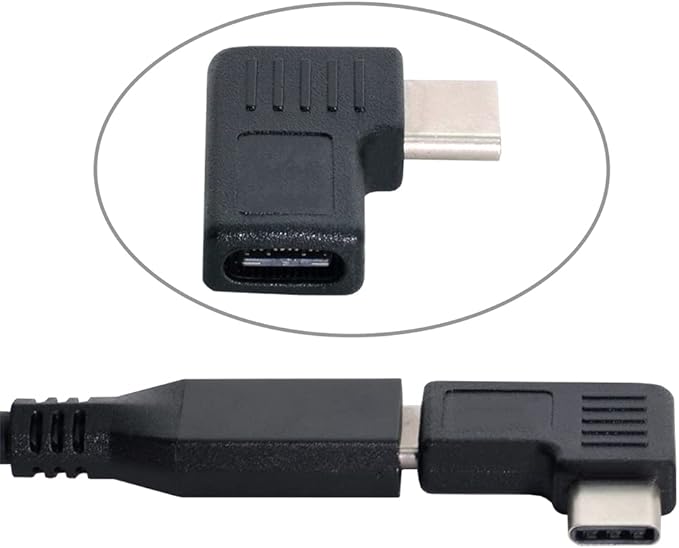 NFHK 90 Degree Right & Left Angled USB 3.1 Type-C Male to Female Extension Adapter for Laptop & Tablet & Mobile Phone