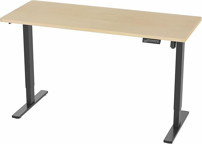 VIVO Electric 60 x 24 in Standing Desk, Memory Height Adjustment, 1B Series, Holds 220 lbs, One-Piece Light Wood Top, Black Frame, DESK-KIT-1B6C
