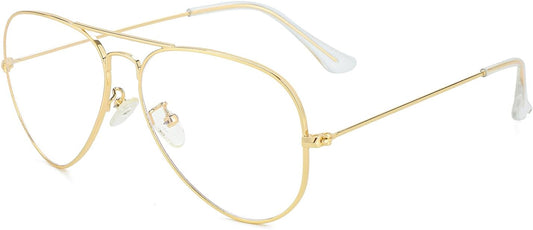 Gleyemor Blue Light Aviator Glasses for Women Men, Metal Frame Anti Blue Light Lens Computer Glasses