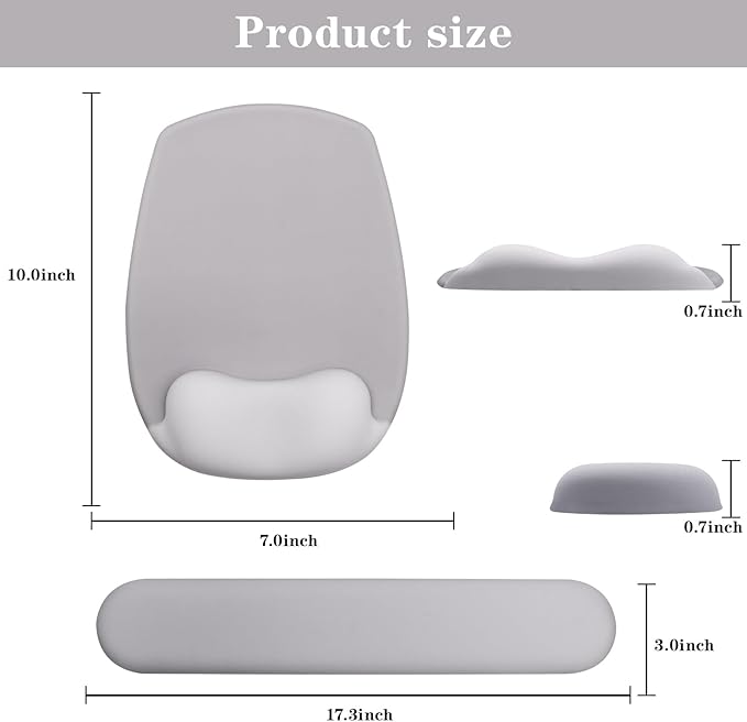 Wrist Rest for Keyboard and Mouse, Ergonomic Gel Computer Keyboard Wrist Rest with Memory Foam, Keyboard Wrist Support Pad for Long Hours of Work, Gaming, Studying-Relieve Wrist Pain (GD-Light Grey)
