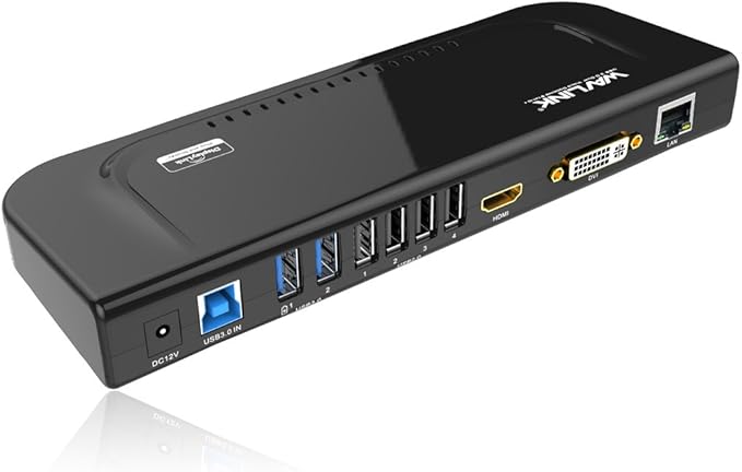 WAVLINK USB 3.0 and USB C Universal Docking Station Dual Video Monitor Display DVI HDMI VGA Gigabit Ethernet, Audio, 6 USB Ports for Laptop, Ultrabook and PCs