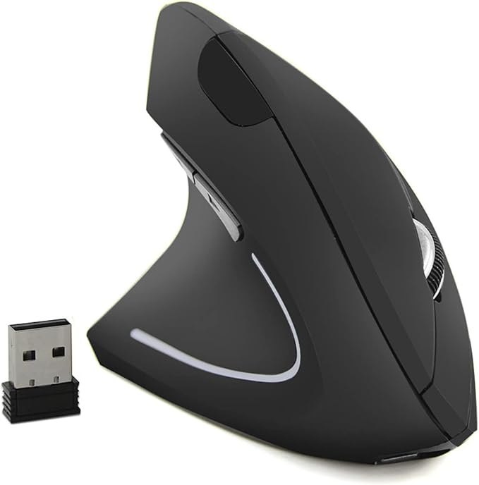 Left-Handed Mouse, Rechargeable 2.4G Wireless Ergonomic Vertical Mice with USB Receiver, 6 Buttons Optical Vertical Cordless Mice for Laptop Computer PC Desktop Computer Notebook,for Lefty Hands