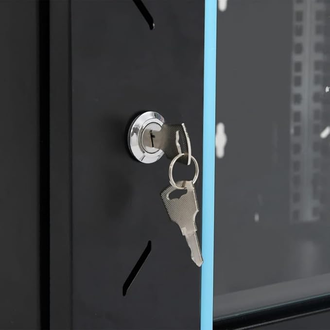 6U Wall Mount Network Cabinet, 19 Inch Server Data Rack, Lockable Toughened Glass Door, Cold-Rolled Steel Enclosure for Networking Equipment, 20.9x15.7x11.8 Inches