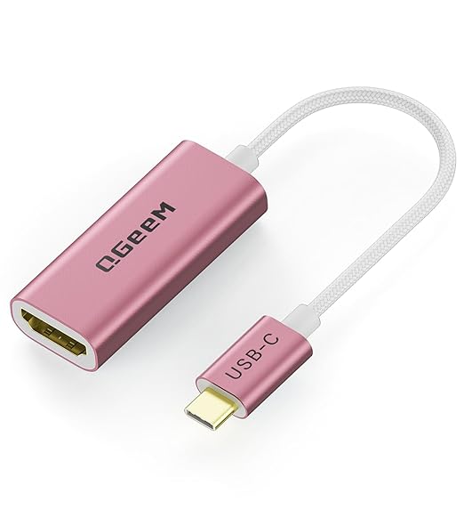 QGeeM USB C to HDMI Adapter 4K@60Hz,Type-C Thunderbolt 3/4 to HDMI Adapter Converter,Compatible for MacBook Pro,iPhone17 Max Plus,iPad Air,XPS,Galaxy S24Ultra,iMac Mini Etc.