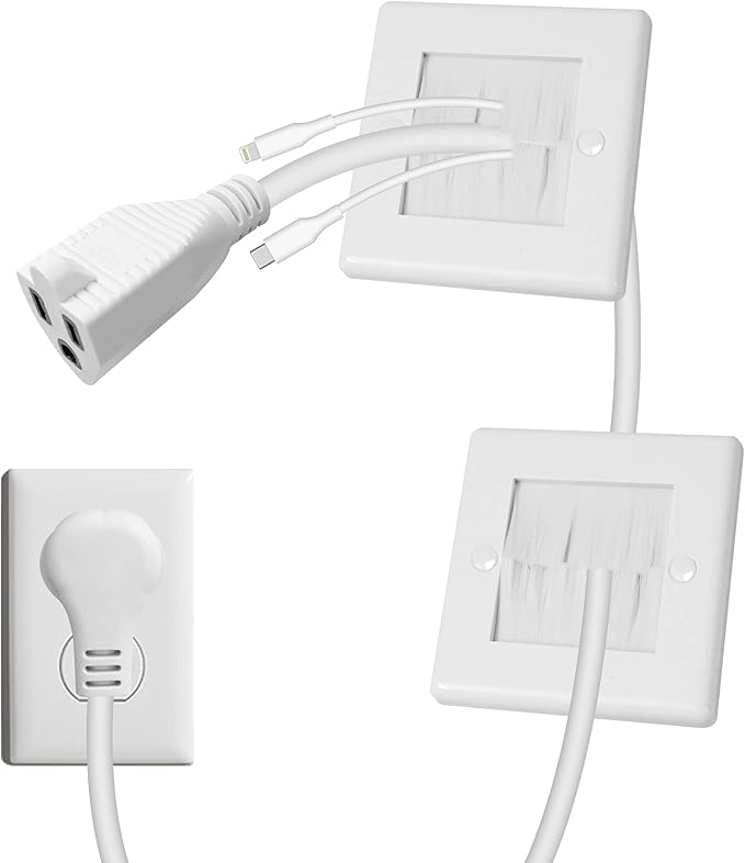 in Wall Cable Management Kit - TV Cord Hider for Wall Mounted TV, Includes 6ft TV Cable Extension and 2 Pack Cable Management Kit Hides TV Wires Behind The Wall - White (2 Pack)