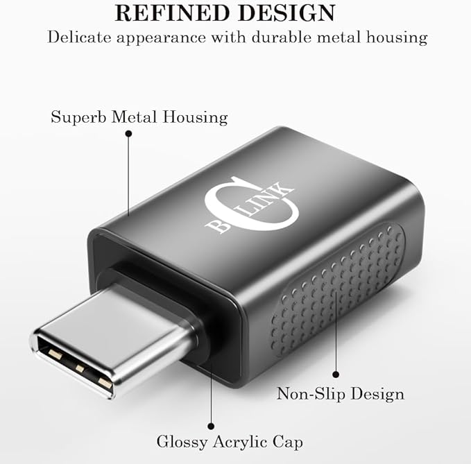 10Gbps USB C to USB Adapter (2 Pack), USB 3.2 Gen 2 Fit Side by Side, USB C Male to USB A Female Converter for iPhone 16 15 Series, iPad, MacBook and More Type C Devices
